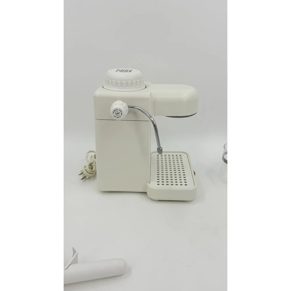 Krups 963 Espresso Mini 4-Cup Cappuccino Machine White Electric Complete & Clean